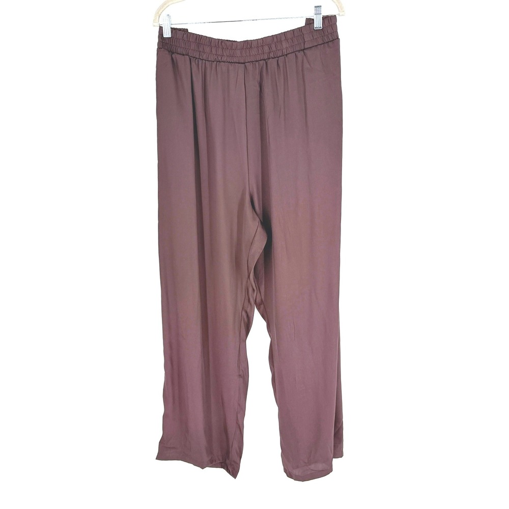 New Ellos Womens Wide Leg Relax Fit Silky Mauve Pants Size 1X Office Boho Dressy
